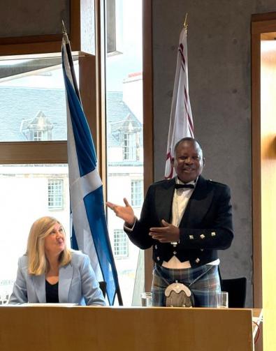 CPA Chairperson, Dr. Christopher Kalila, MP Addressing Scottish Parliamentarians CPA Chairperson, Dr. Christopher Kalila, MP Addressing Scottish Parliamentarians