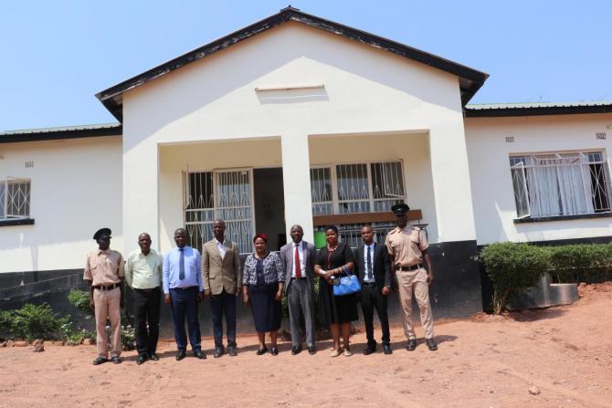  First Deputy Speaker, Hon. Malungo Chisangano, MP poses for a picture with the Feira MP, Constituency Office Staff and the Luangwa District Commissioner and Council Chairperson